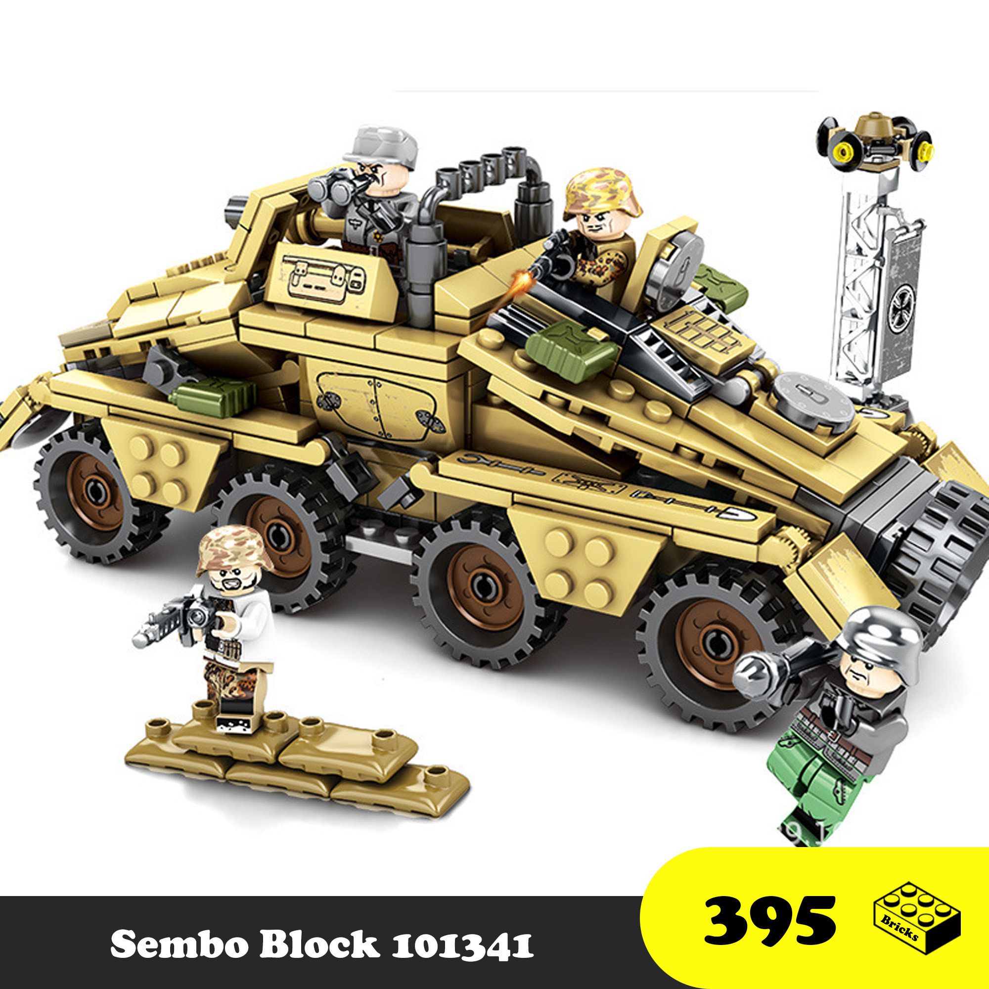 Lego Lắp Ráp Xe Pháo Thiết giáp - Lego Sembo Block 101341 Xe Pháo Bọc Thép quân đội Đức