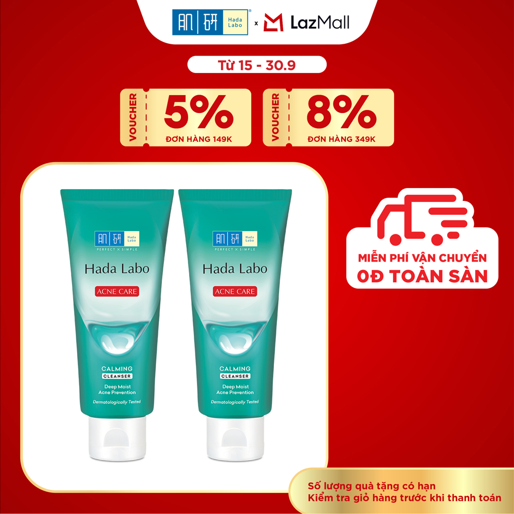 [VB] Bộ 2 Sữa rửa mặt Hada Labo cho da dầu mụn, da nhạy cảm Hada Labo Acne Care Calming Cleanser 80g