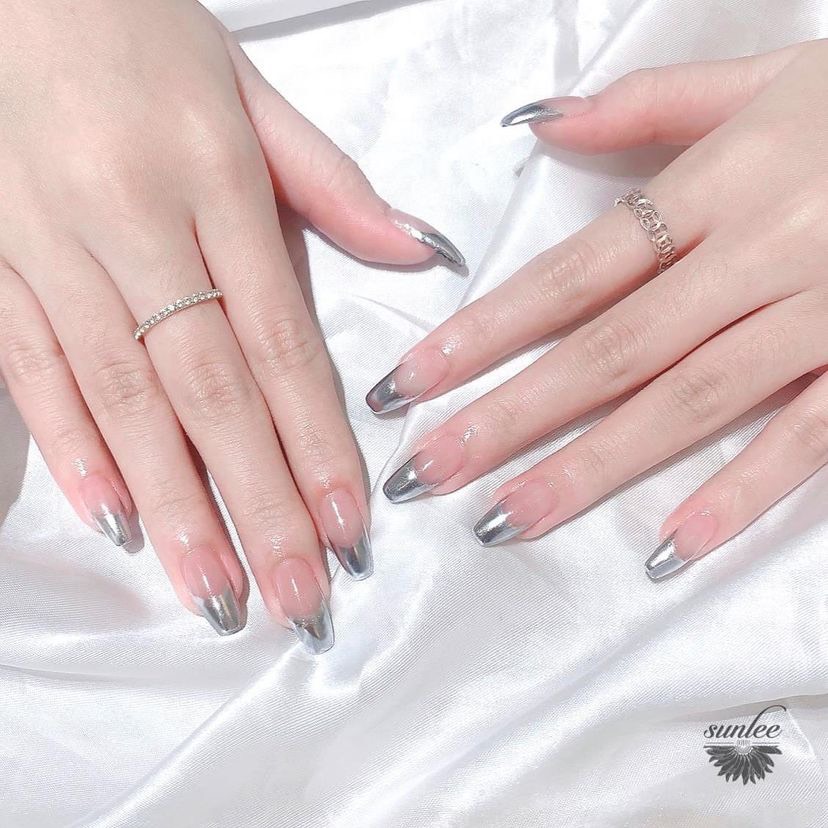 Bộ 10 móng tay giả - nailbox thiết kế tráng gương đầu móng phong cách đơn giản