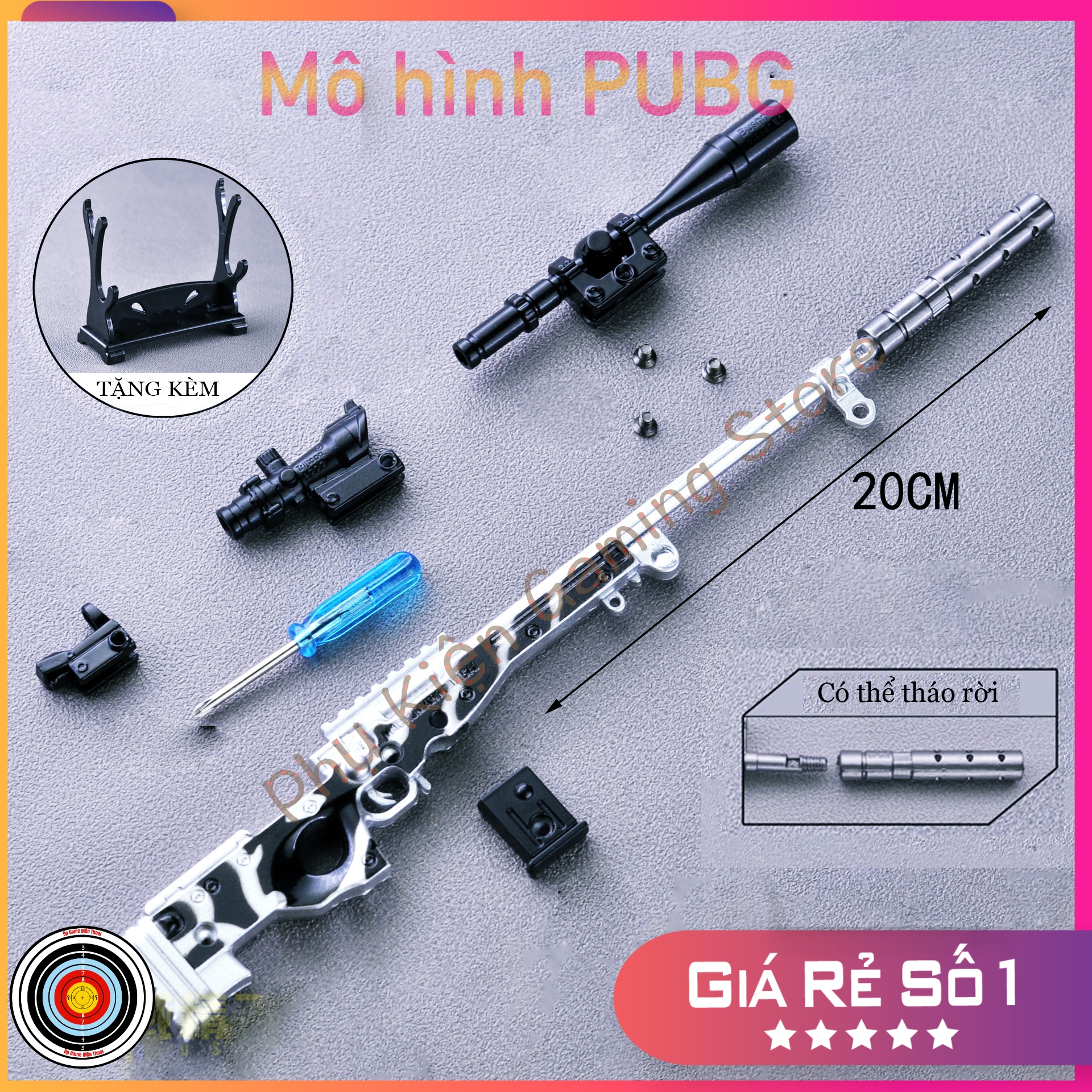 Mô hình awm lắp ráp kim loại cf pubg free fire skin Zebra Black 20cm ff, freefire,pupg sung ngầu có khớp đồ chơi mô hình nhân vật chất liệu hợp kim cao cấp giá rẻ [Tặng Giá Đỡ]