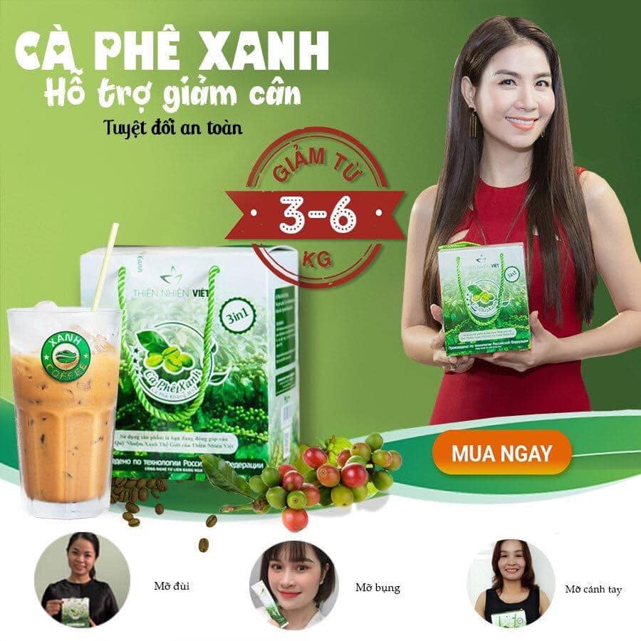 Giảm cân cafe xanh cà phê xanh 10 gói giảm cân kháng mỡ thiên nhiên việt