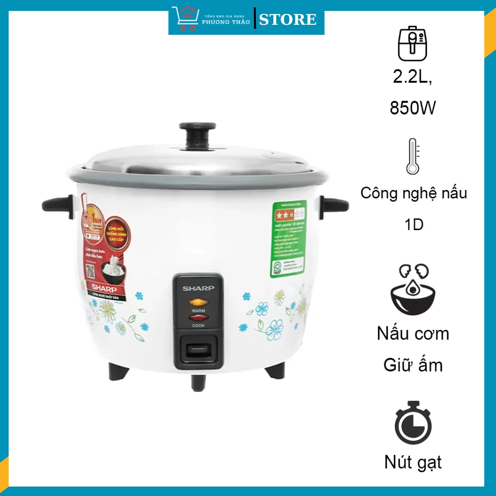 Nồi cơm điên sharp 2.2l kèm hấp