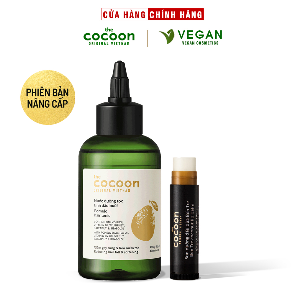 Nước dưỡng tóc tinh dầu bưởi Cocoon 140ml + 1 Son dưỡng Cocoon 5g