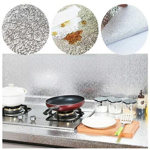 Giấy bạc dán bếp cách nhiệt chống cháy - Cuộn giấy bạc dán bếp dài 3 mét - Giấy bạc dán tường - Giấy cách nhiệt - Giấy bạc dán bếp cách nhiệt - Cuộn giấy bạc dán bếp dài 3 mét