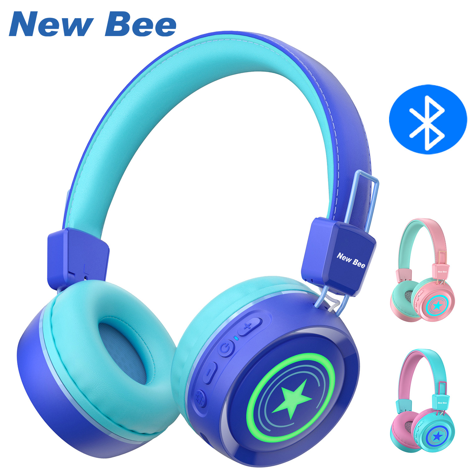 New Bee KH22B Tai nghe Bluetooth 32 giờ Với đèn LED Wireless và Wired 2 IN 1 Tai nghe không dây Bluetooth Headset