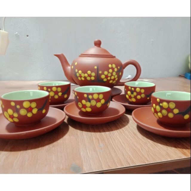 Bộ ấm chén trà đất nung Bát Tràng siêu đẹp