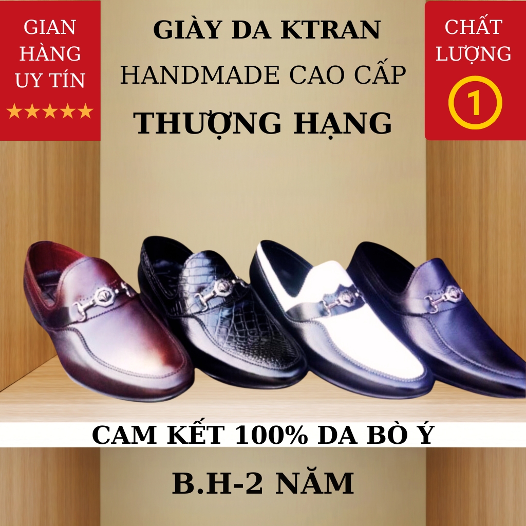 Giày lười da nam mã K129,kiểu giày nam công sở chất liệu da bò màu đen,đen trắng và nâu mận.