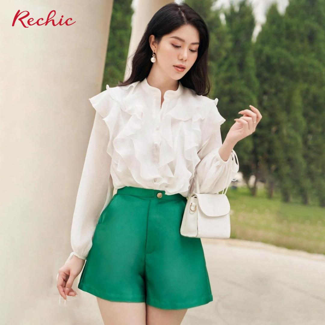 Quần ngắn Xesie màu xanh/trắng trẻ trung đơn giản phù hợp đi dạo phố đi cafe