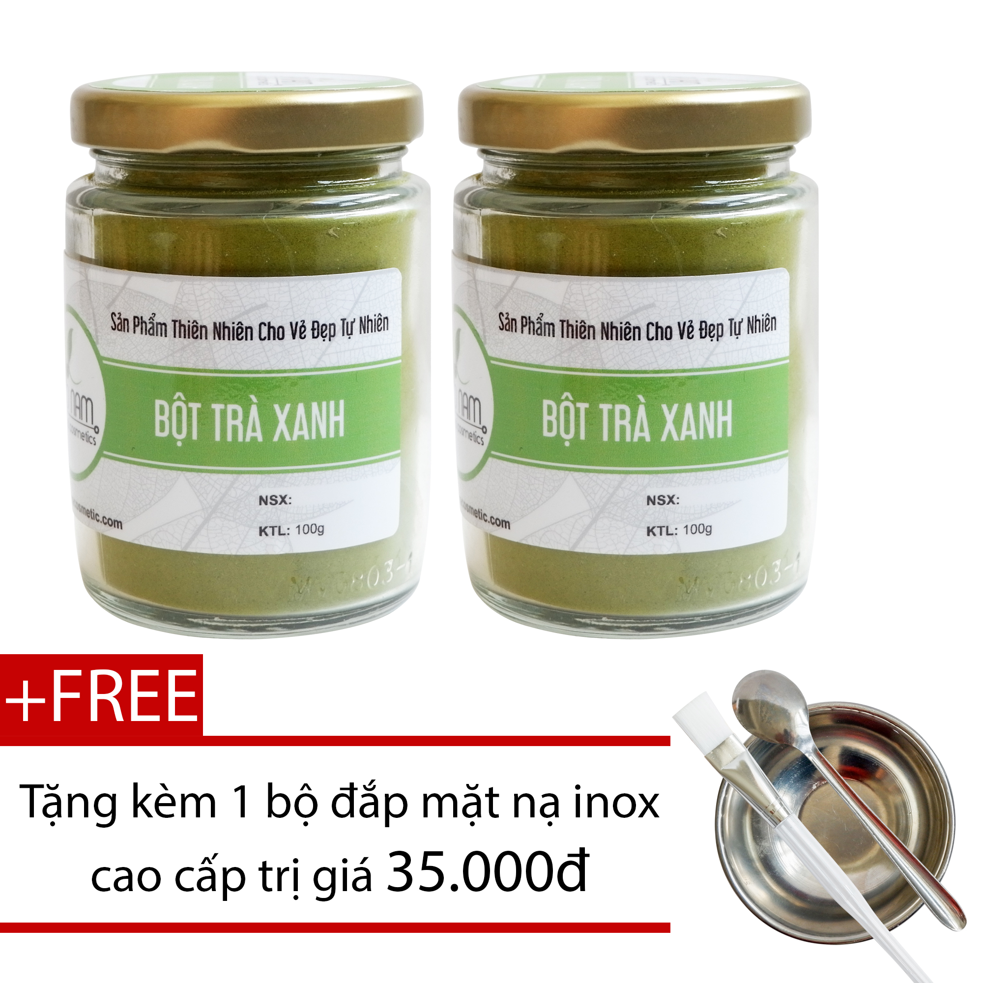 [HCM]Combo 2 Hũ Bột Trà Xanh Tắm Trắng 100g + Tặng Bộ Đắp Mặt Nạ - BẢO NAM [ Đã được kiểm nghiệm y tế ]