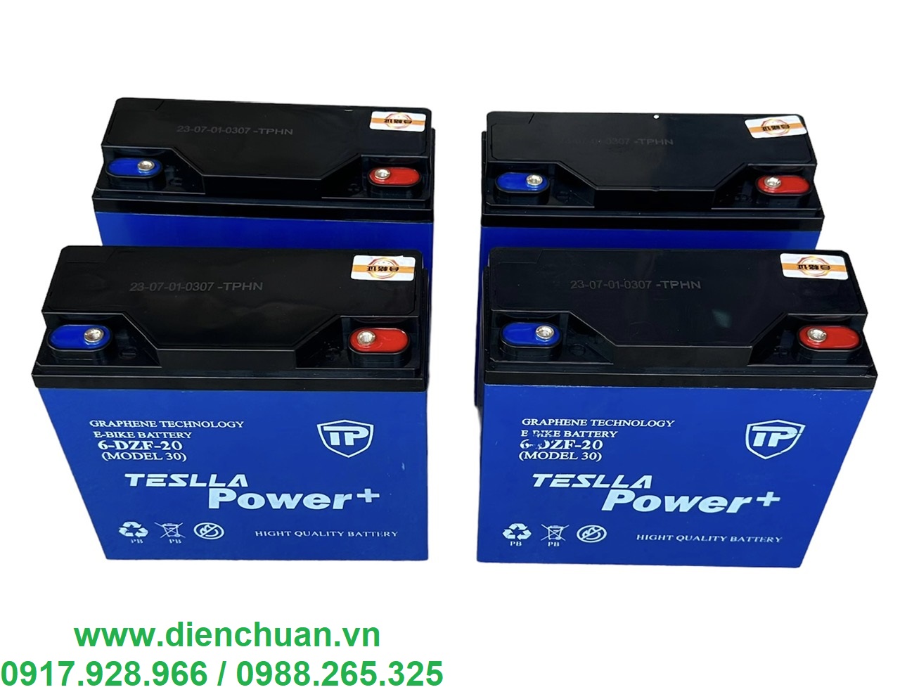 Bộ 4 bình ắc quy xe đạp điện 48v 20ah teslla 6-dzf-20