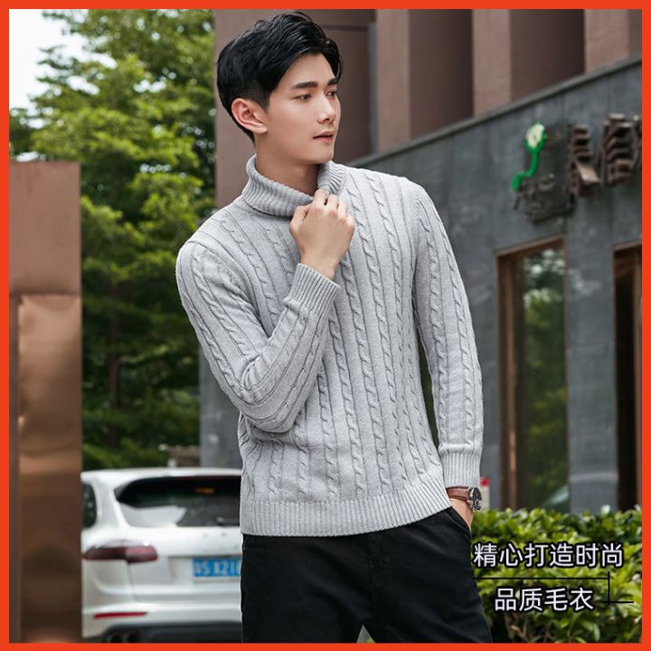 Áo len nam cổ lọ vặn thừng tay dài boy phố phong cách hàn quốc