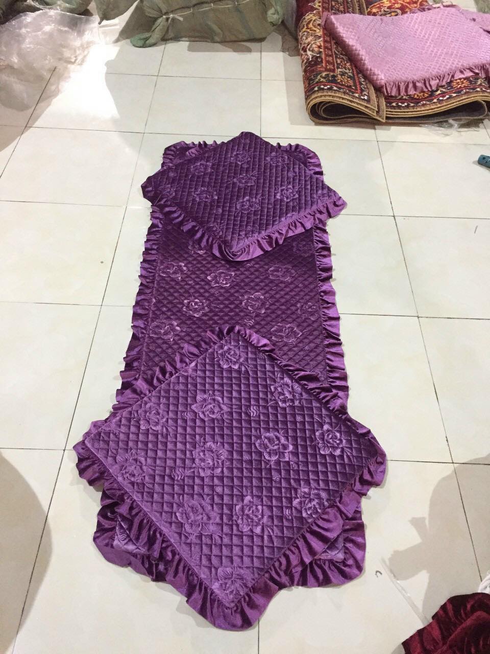 [TẶNG ĐÈN NGỦ NẤM CẢM ỪNG ĐỔI MÀU] Bộ 3 tấm Thảm Lót Ghế Sofa, Đệm Lót Salon Gỗ m ghế nhung in hoa văn ngăn ghế bị trầy xước, ngồi êm ái