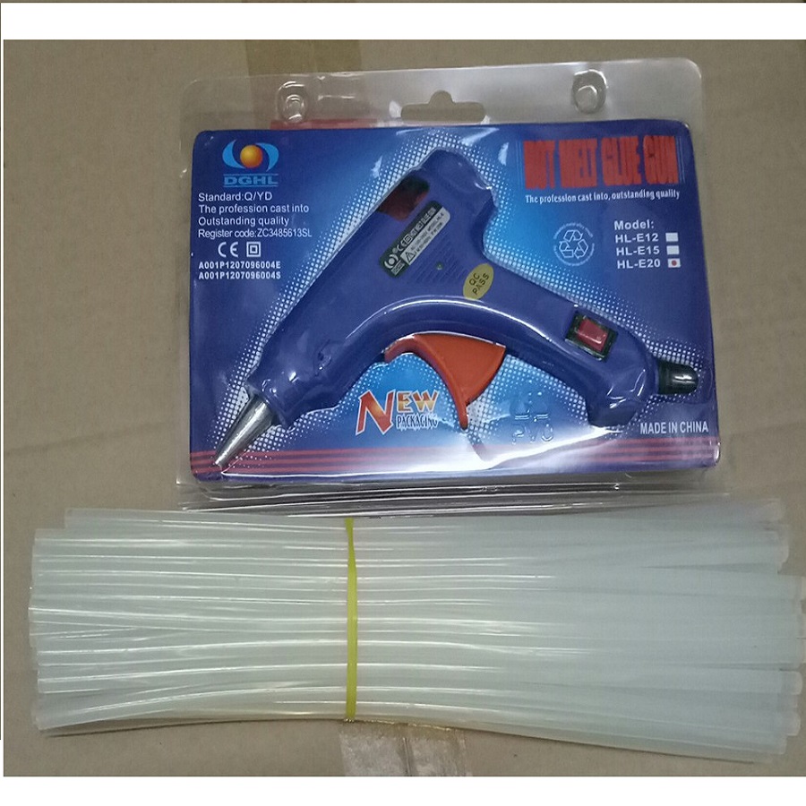 Sún Bắn Keo 20W Xanh Cao Cấp (Tặng Kèm 5 Cây Keo Nến Dài 25cm).  Sản phẩm tặng kèm 5 thanh keo nến dài 25cm. Kích thước nhỏ gọn. Thời gian bảo hành 1 tháng