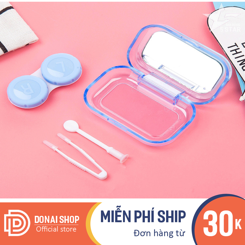 Hộp đựng lens icon siêu cute kèm đồ gắp len và gương mini để soi, chất liệu an toàn cho mắt 28.HDL.DONAI