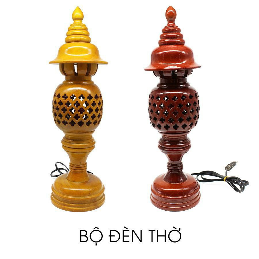 Cặp Đèn Thờ tổ ong Gỗ Cao 34Cm - Nhiều màu