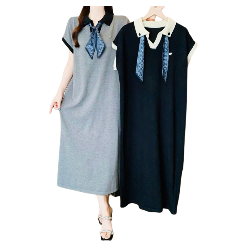 Đầm bầu polo cổ sơ mi kèm khăn sang trọng TM20252