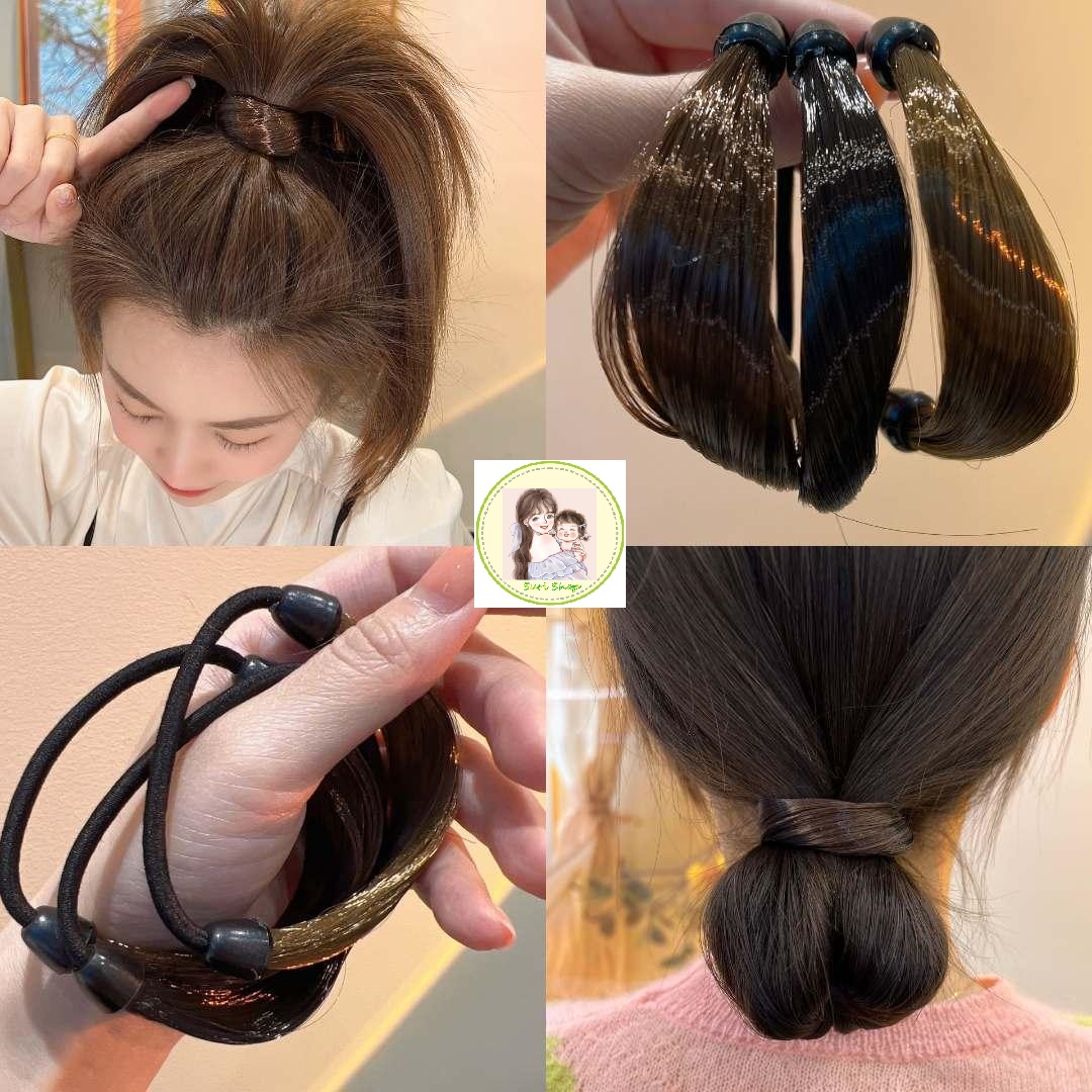 Dây cột tóc hình tóc giả bằng sợi tổng hợp độc đáo xinh đẹp đơn giản đa dạng phù hợp cho bạn nữ làm đẹp