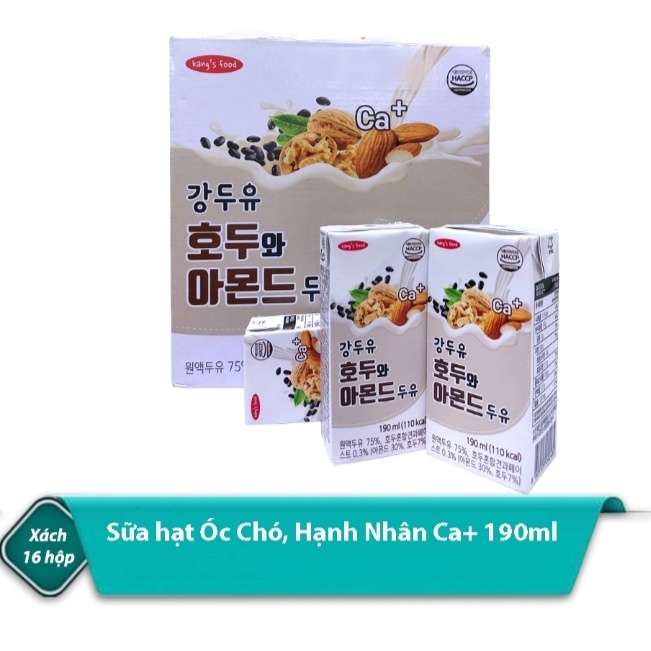 Sữa hạt óc chó hạnh nhân hàn quốc 190ml - thùng 16 hộp - date mới