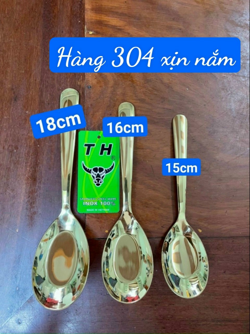Muỗng cơm Vuông Inox 304 cao cấp mạ vàng