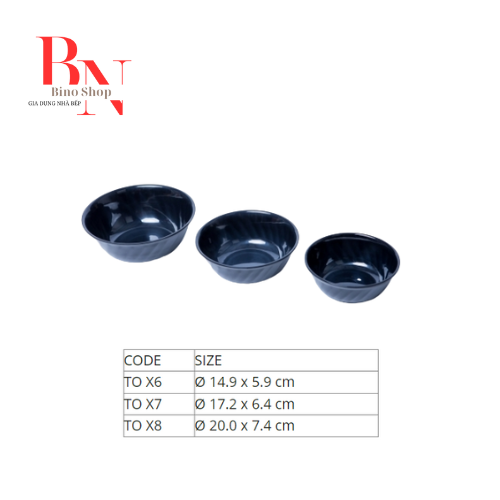 Tô Nhựa Melamine Xoắn Đen Bóng