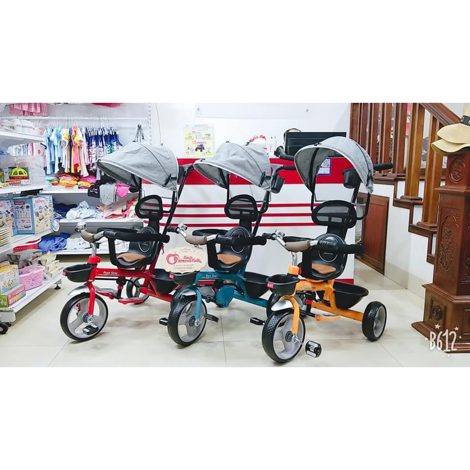 Xe đẩy 3 bánh có mái che red star baby cho bé