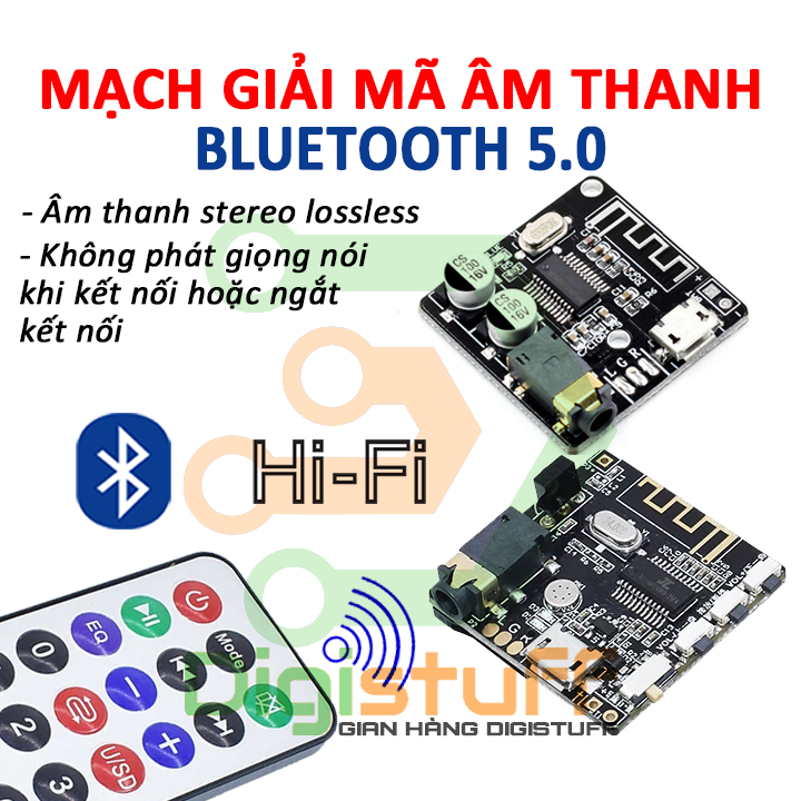 Mạch thu tín hiệu và giải mã âm thanh stereo bluetooth 5.0 dùng chế loa bluetooth hoặc amply bluetooth