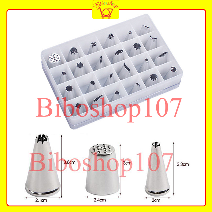 Bộ 24 đui bắt kem inox cao cấp
