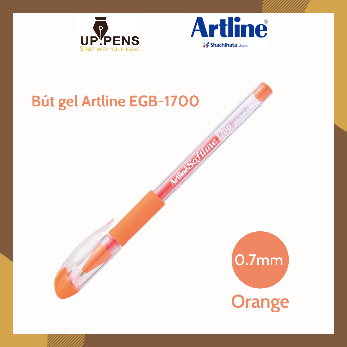 Bút gel artline egb-1700 – metal tip 0.7mm – màu cam