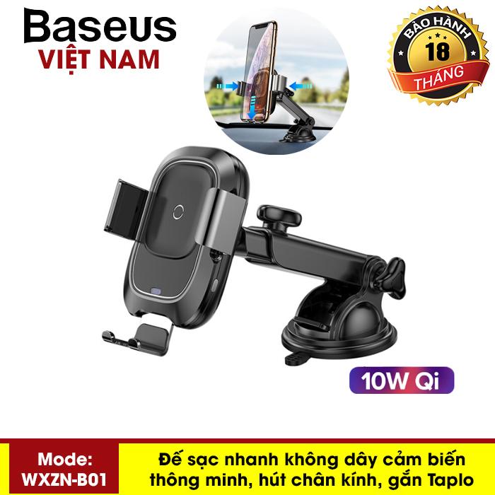 Đế sạc không dây samsung - đế sạc không dây iphone - đế sạc không dây xiaomi - Đế sạc nhanh không dây trên ô tô  Baseus (WXZN-B01)công xuất 10W tích hợp cảm biến thông minh chuẩn Qi cho iphone,Samsung