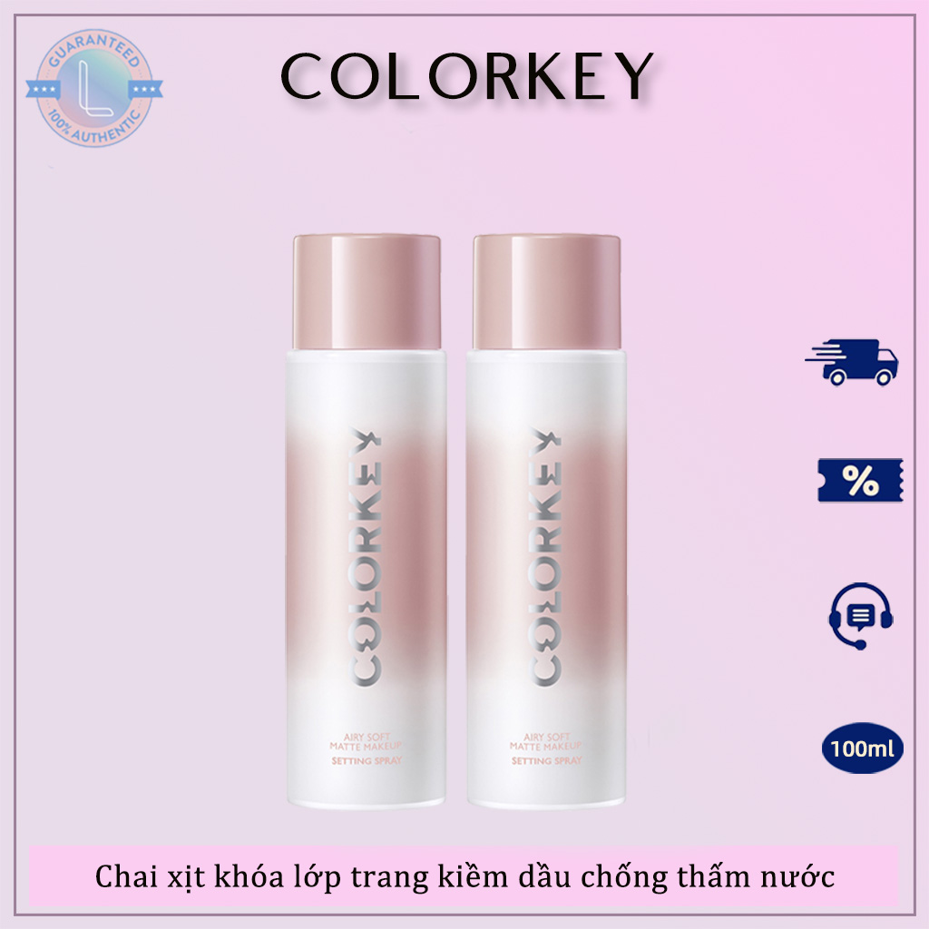 COLORKEY Chai xịt khóa lớp trang điểm dưỡng ẩm kiềm dầu chống thấm nước,xịt khoá makeup colorkey 100ml