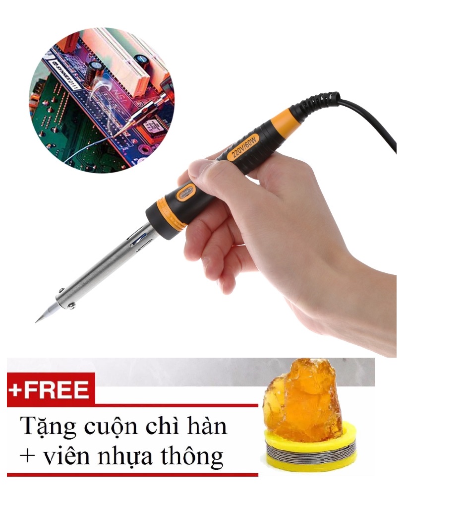 Mỏ hàn nhiệt cao cấp 60W (thiết kế nhỏ gọn vừa tay , đèn báo nguồn, dễ sử dụng,độ bền cao )+ TẶNG CHÌ _ NHỰA THÔNG