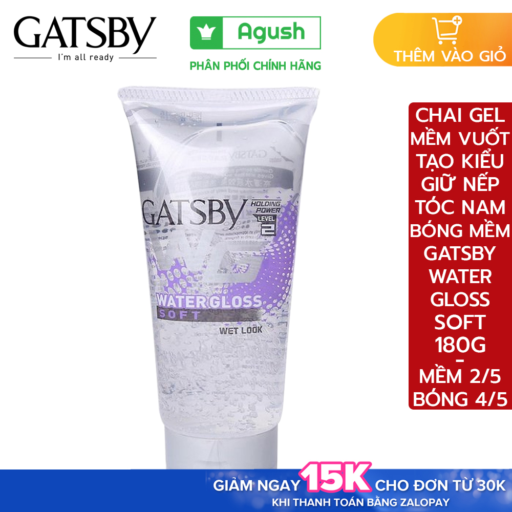 Chai gel mềm vuốt tạo kiểu giữ nếp bóng tóc nam mềm Gatsby Water Gloss Soft  Wet Look Hair Gel Holding Level 2 170g đa năng thế hệ mới vuốt chảy tóc