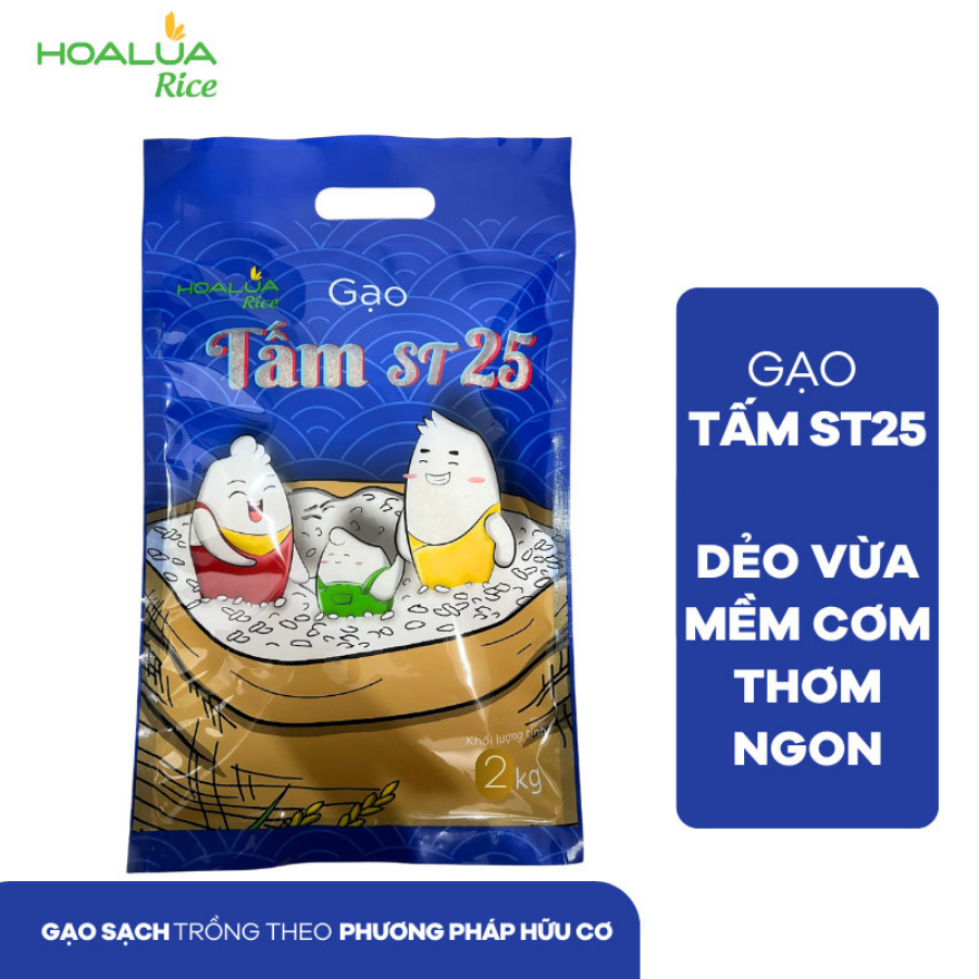 Gạo tấm st25 hoa lúa túi 2kg - dẻo mềm, thơm ngon