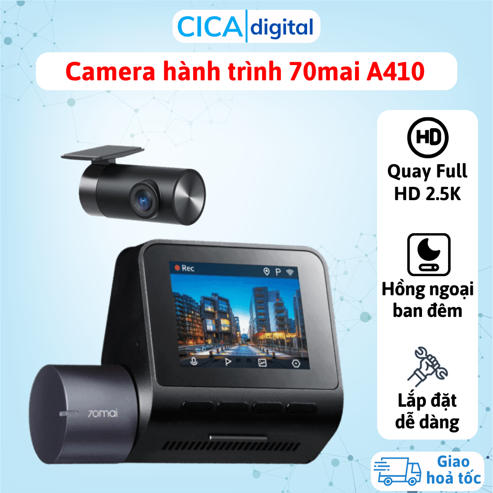 70Mai A410 2.5K Hdr Dash Camera with Super Sharp Front and Rear Dual Eye Recording, 24-Hour Parking Monitoring, 24-Month Warranty Giá 2,100,000 Đồng*Miễn phí vận chuyển