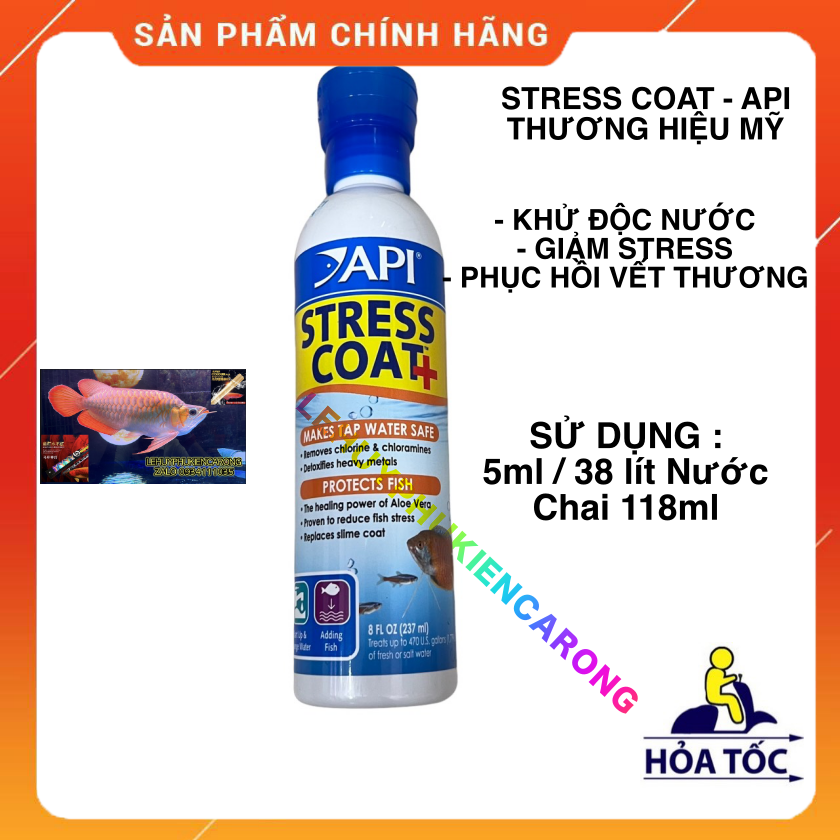 "hoàn tiền đến 10%" stress coat dung dịch khử độc nước, giảm stress cho cá chai 118ml, 237ml, 473ml chính hãng api mỹ