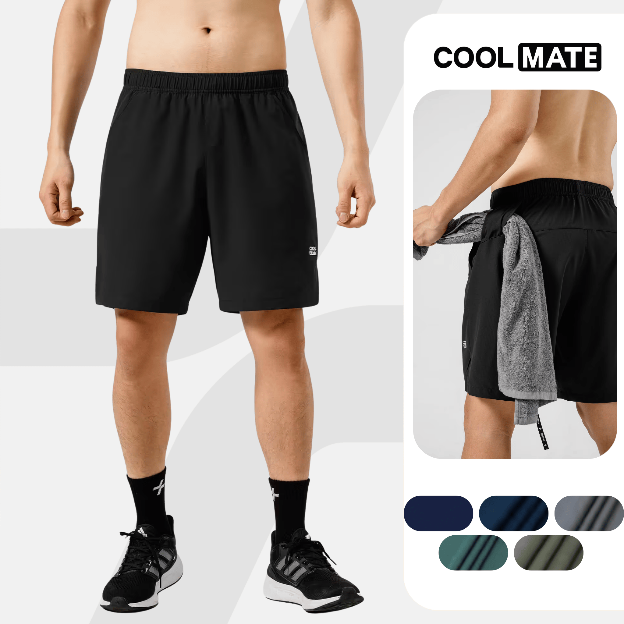 [GIÁ TỐT]Quần Shorts thể thao Nam Tập Gym 7 inch Essentials co giãn nhanh khô thoáng khí - Coolmate