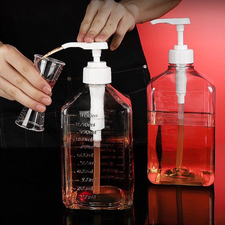Bình bơm siro nhựa, bình siro thủy tinh có vòi định lượng 10ml