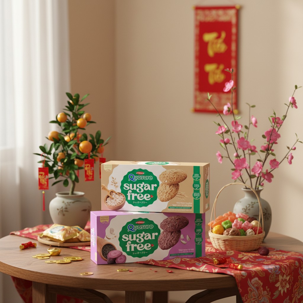 TẾT- BÁNH QUY ĂN KIÊNG KHOAI LANG TÍM VÀ DỪA QUASURE SUGER FREE 112GR
