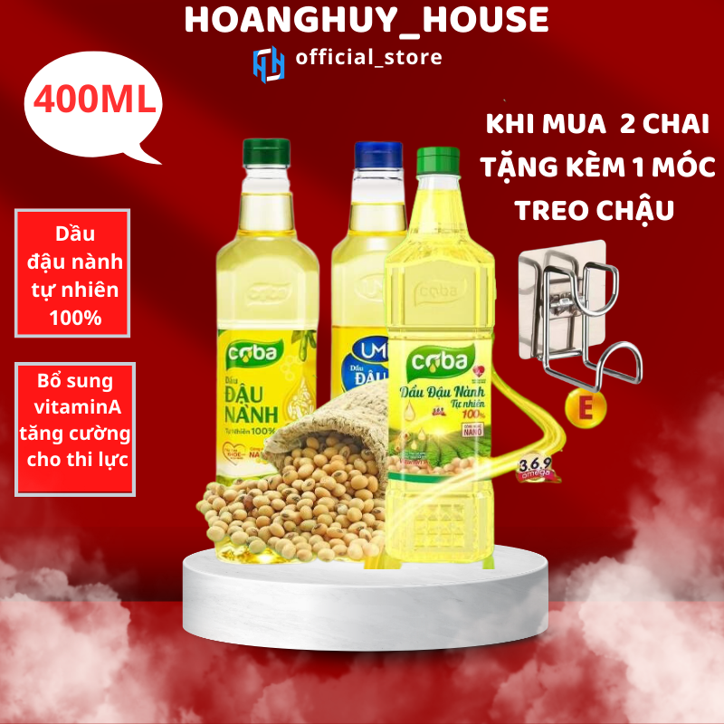Dầu đậu nành COBA cao cấp giàu Omega 3,6 đến từ thiên nhiên chai 400ml, dùng trong việc chiên, xào, nấu