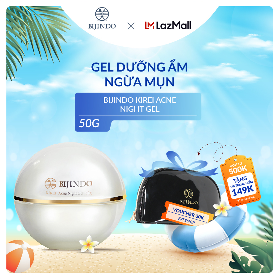 Gel dưỡng ẩm giảm mụn bijindo kirei acne night gel 50g