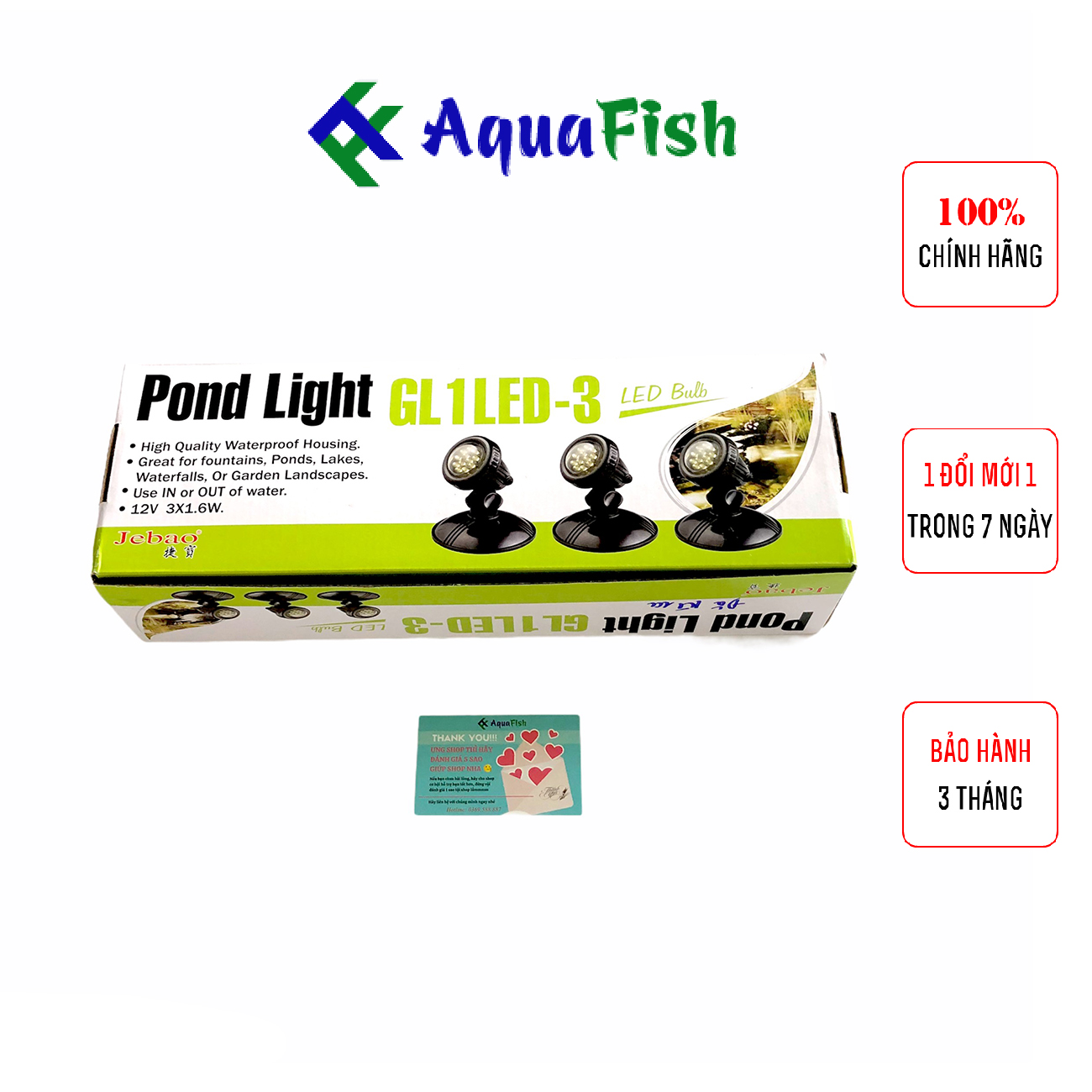 Đèn Âm Nước Dùng Trang Trí Hồ Cá Koi, Hòn Non Bộ JEBAO GL 1Led-3, GL 2-3