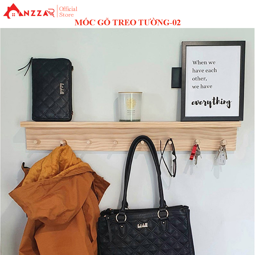 Kệ Treo Áo Khoác, Khăn, Đồ Dùng Gắn Tường Bằng Gỗ Thông, móc gỗ treo tường