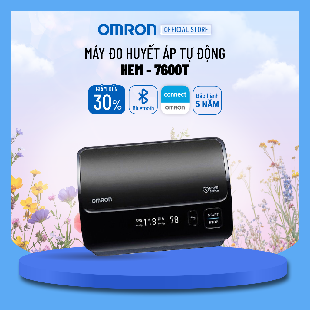 Máy Đo Huyết Áp Bắp Tay Cao Cấp Omron Hem-7600T - Kết Nối Điện Thoại - Intellisense - Sản Xuất Nhật Bản