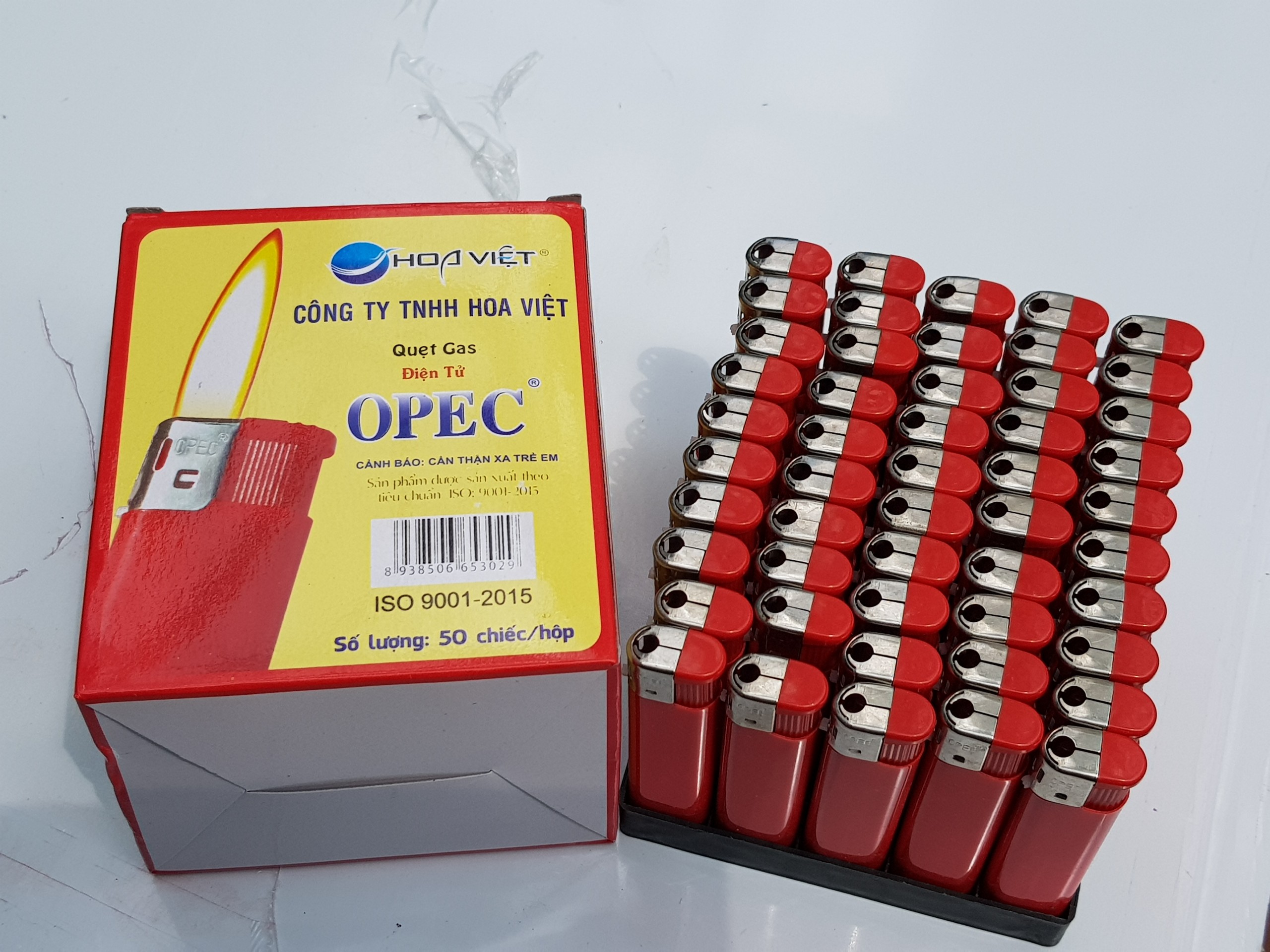 Bật lửa điện opec hoa việt, quẹt điện bấm hoa việt đỏ opec, giá bán 1h 50 chiếc