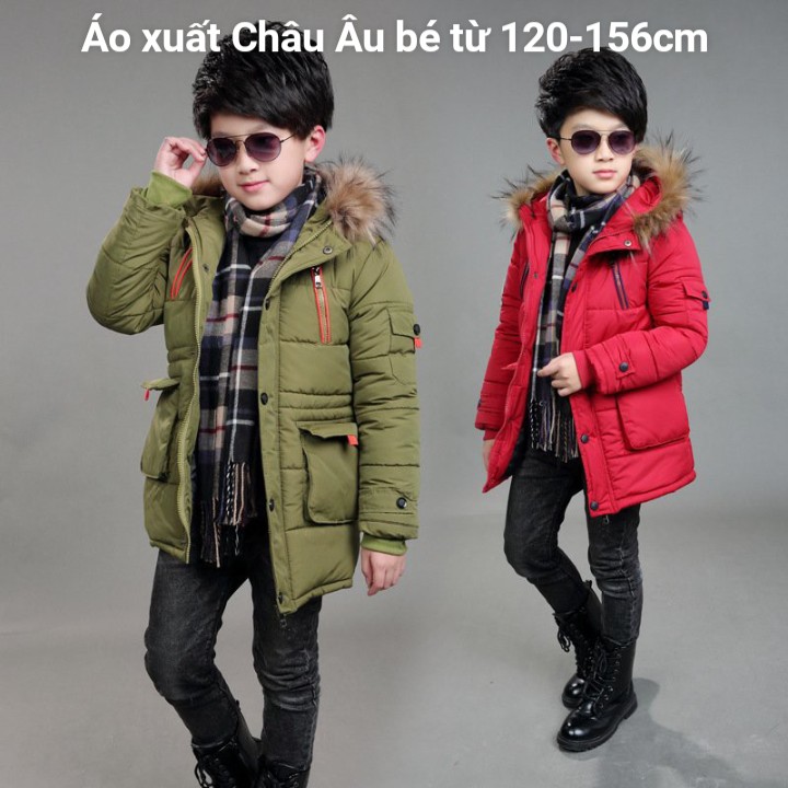 Áo khoác phao mùa đông dáng dài size đại cho bé trai đủ size / áo khoác đại hàn cỡ lớn bé trai