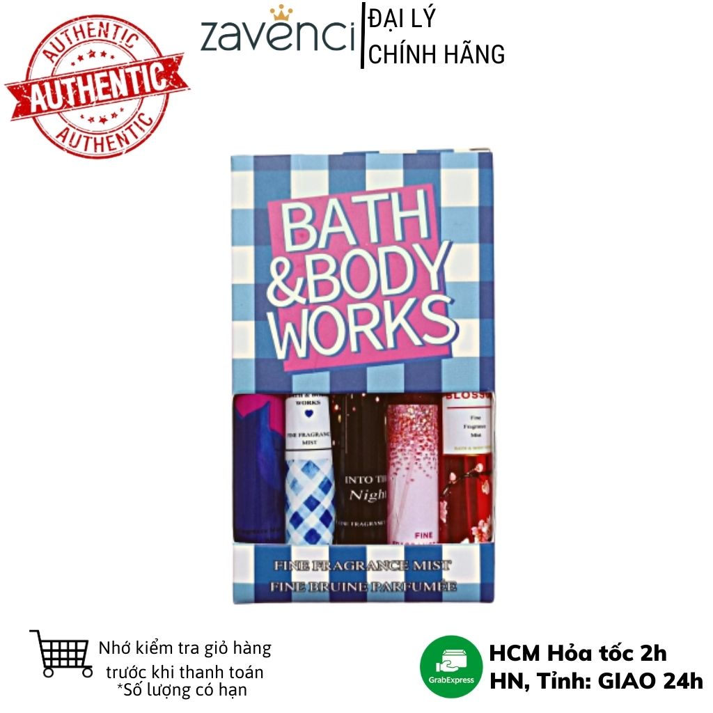 Nước hoa xịt Body mist Bath And Body Works  Zavenci Set 5 ống - Full Size