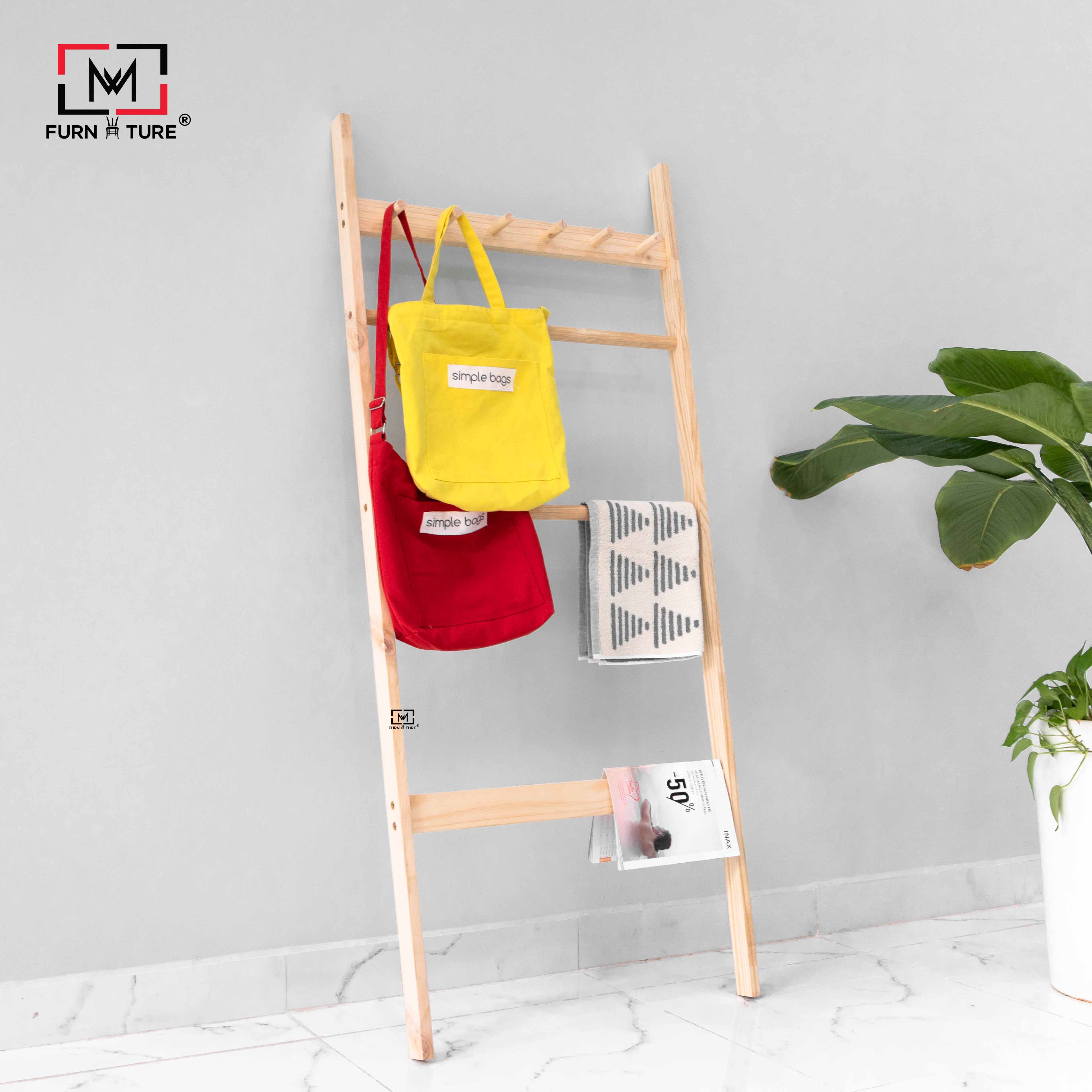 Thang trang trí hàn quốc - giá móc đồ đa năng hình thang - c ladder