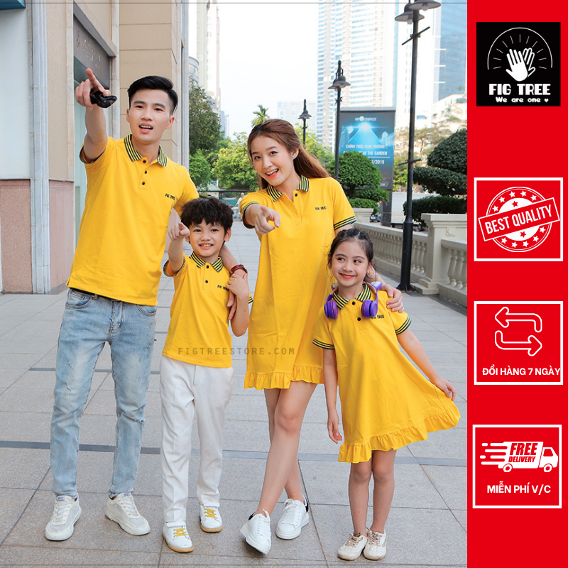 Combo đồ gia đình polo fig tree màu vàng