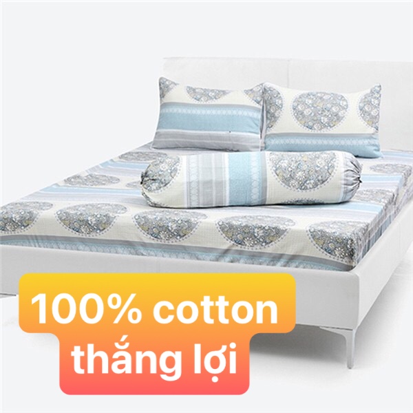 [HCM]Bộ Drap+áo gối 100% vải Cotton Thắng Lợi { 4 MÓN } chọn size khách nhé