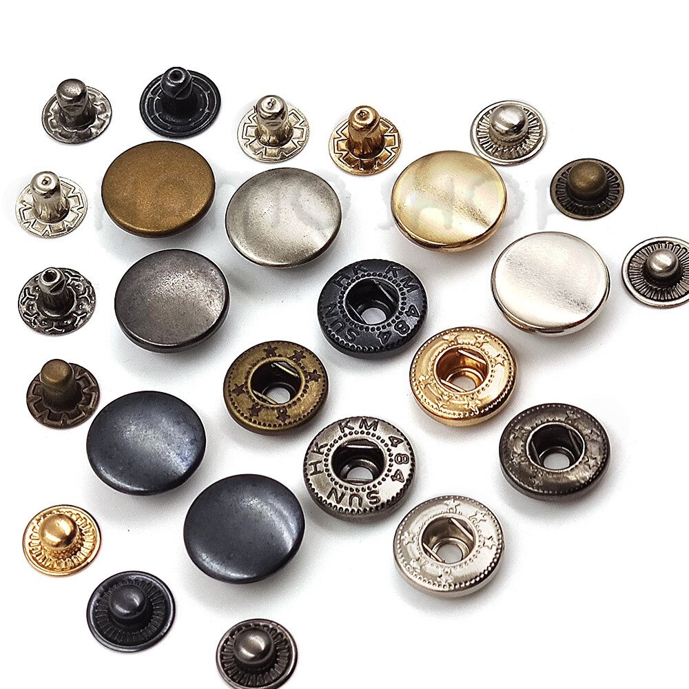 [HCM]Nút bấm 4 thành phần (nút bóp) Nút quần jean 4 thành phần Loại 12mm Bằng thau Màu bạc vàng đồng đen Phụ liệu may mặc